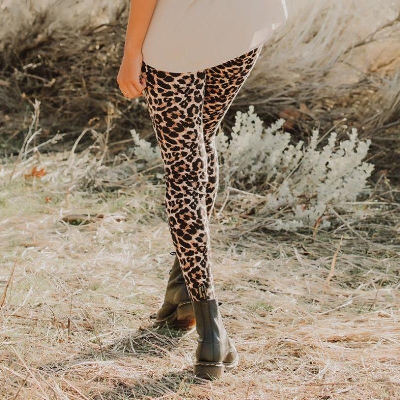 Legging imprimé léopard en coton - Beige - Femme - 10.00