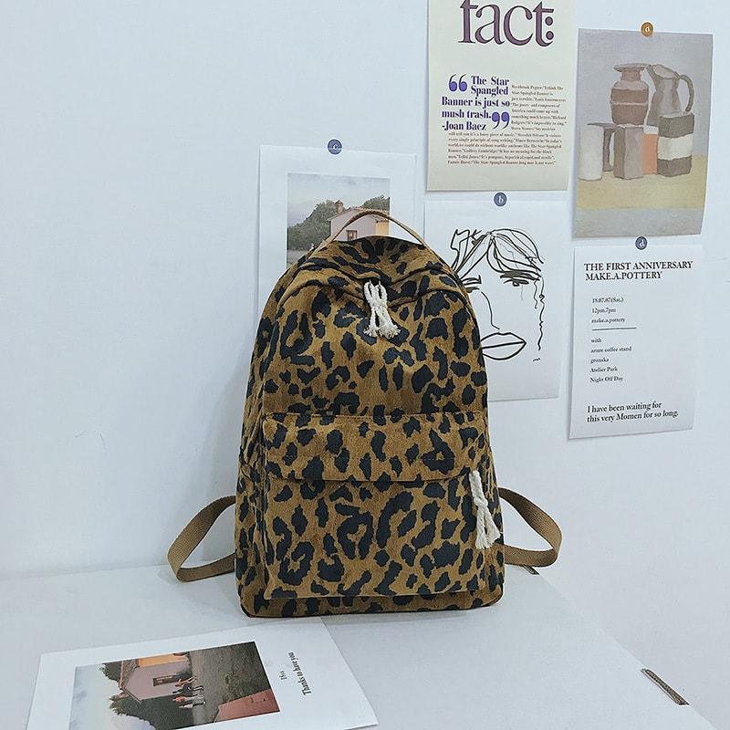 Sac à Dos Imprimé Léopard – Grande Capacité, Pour école, Voyage, Quotidien, Style Preppy Tendance
